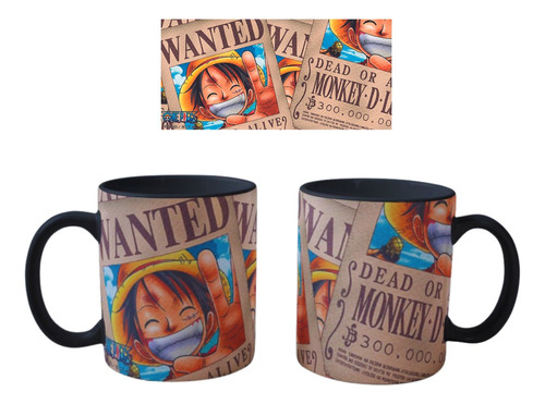 Mugs Tazas Fondo Negros De One Piece Luffy Zoro Chopper