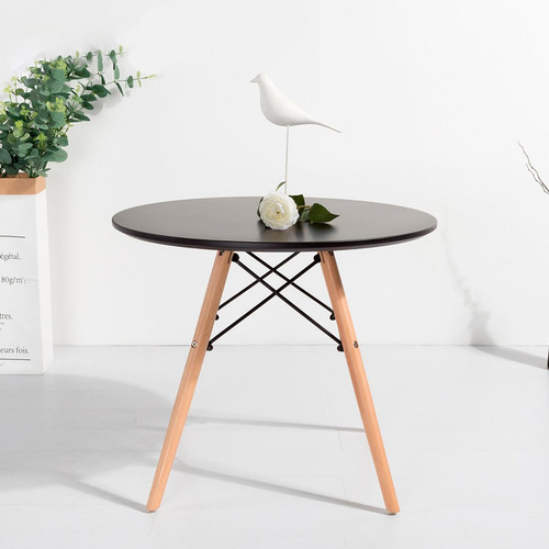 Mesa De Comedor Redonda Estilo Eames Minimalista Moderna Color Black