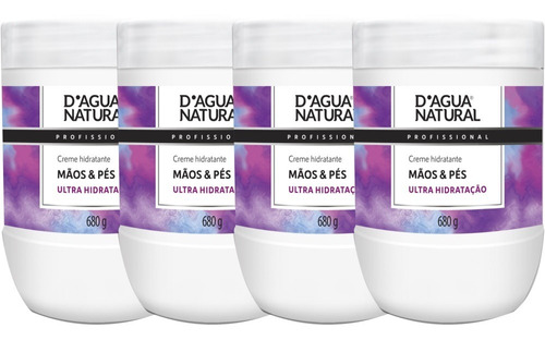 4 Creme Desodorante Hidratante Mãos Pés 680g D'agua Natural