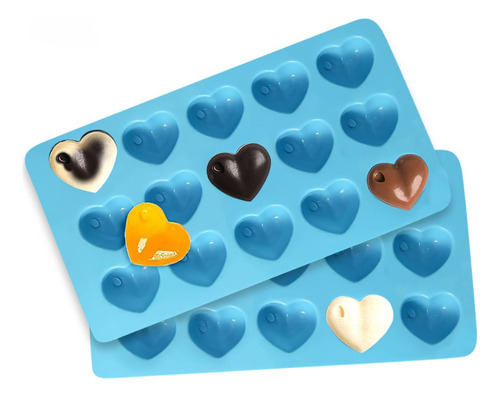Molde De Silicona Para Corazones De Chocolate - Cukin Color Azul