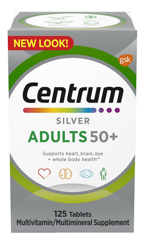 Centrum Multivitamnico Plateado Para Adultos 50 Plus, 125 Un