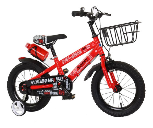 Bicicleta Para Niño Con Canasto Rodado 16 Color Rojo Hts