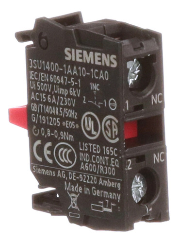 Modulo De Contactos 1nc P/frontal Siemens 3su1400-1aa10-1ca0 Color Negro