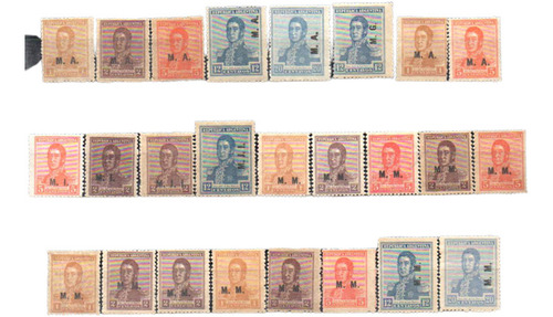 Argentina 1917-22. Conjunto De Ministeriales San Martin (25)