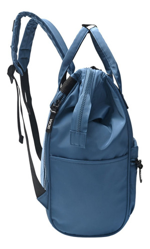 Mochila Boca De Pez Con Llavero Iris Skora Q Color Azul Diseño De La Tela Liso