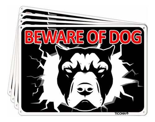 Placa De Metal Con Texto En Inglés «beware Of Dog» De 10 X 7