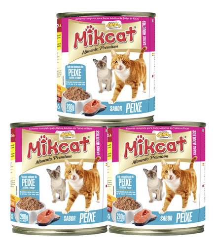 Pate Alimento Húmedo En Lata Para Gatos Mikcat Pack X3 Otec