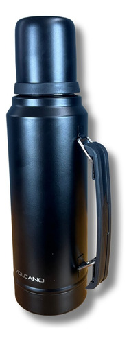 Termo Volcano 1 L Pico Cebador Con Manija Acero Inoxidable Negro