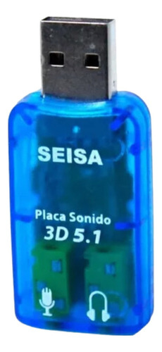 Tarjeta De Sonido Usb 5.1. Audifonos Y Microfono Plug 3.5mm Color Azul