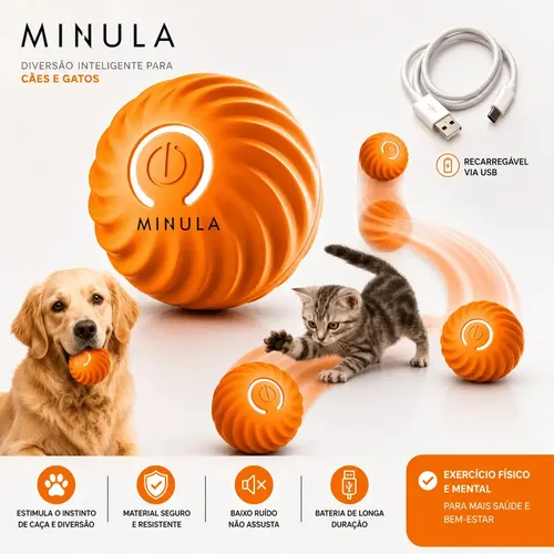 MINULA Bola Interativa Cães Recarregável Usb Brinquedo Cachorro C...