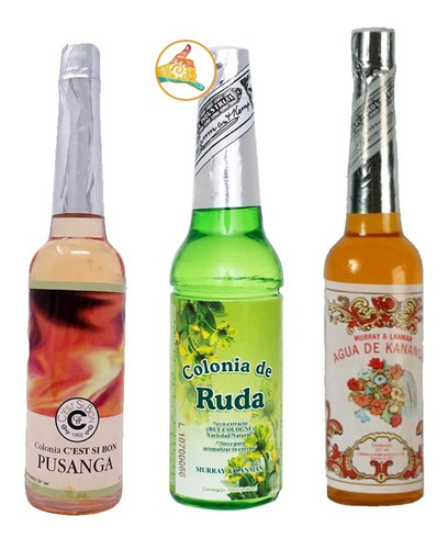 Agua Kananga (protección) + Pusanga (amor) + Ruda (fortuna)