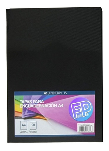 Tapa A4 Poliprop. Encuadernar Espiralar X 50 Color O Cristal Color Negro