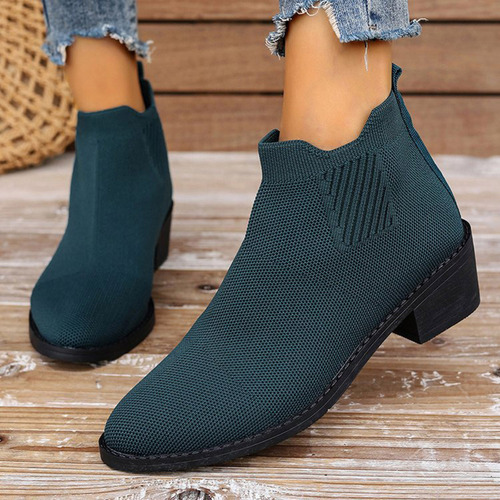 Botas Tipo Calcetín Cómodas De Talla Grande Para Mujer, Tacó