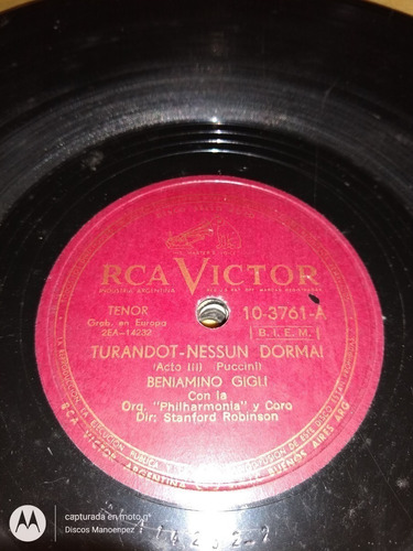 Pasta Beniamino Gigli Rca Victor C125