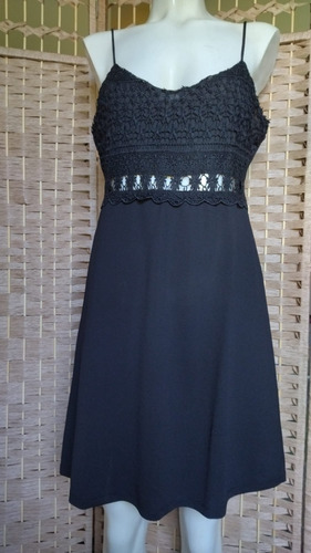 Vestido Only Negro En Cloquè Con Bordados En Hilo De Seda