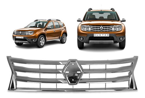 Grade Superior Dianteira Renault Duster 2012 A 2014 Cromada