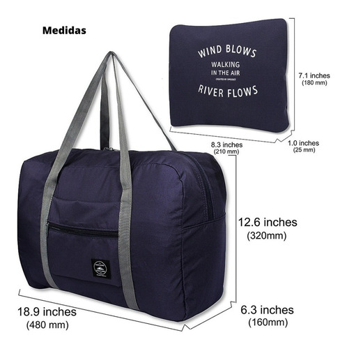 Imagen 10 de 10 de Bolso Plegable Viaje Almacenamiento Impermeable Multiuso