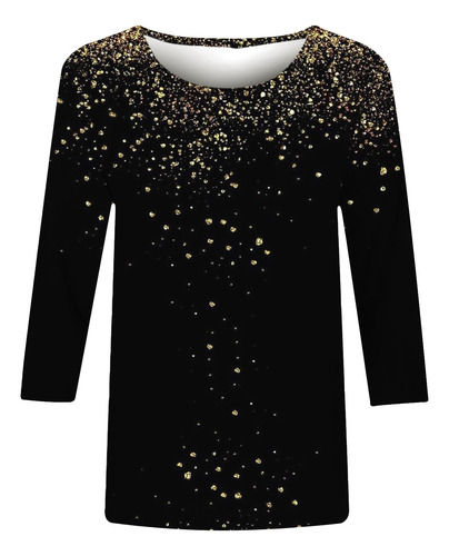 Camiseta Feminina I Tops Estampada Com Mangas 3/4, Gola Redo