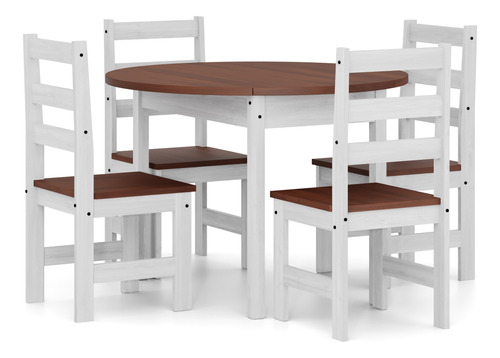 Juego De Comedor Con Mesa Redonda Plegable, Madera De Pino