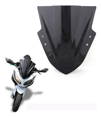 Parabrisas Moto Para Kawasaki Ninja 300 Ex300 2013-17 Negro
