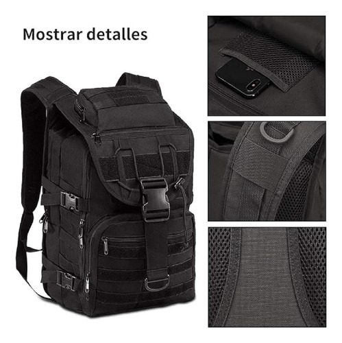 Mochila Táctica Seedary Bl013 Modular Sistema Muelle Color Negro