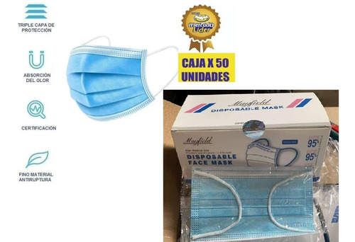 Mascarillas Quirúrgicas 3 Capas 3 Pliegues Importado Caja 50