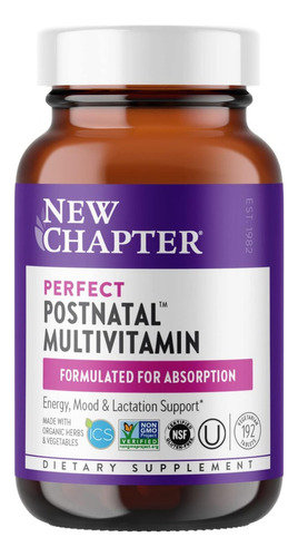 Multivitamínico Postnatal Perfecto New Chapter 192 Tabletas