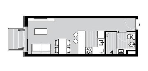 Imagen 7 de 12 de Apartamento Monoambiente En Venta Con Terraza En Pocitos Nuevo