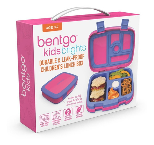 Lonchera Hermética Con Divisiones Bentgo Kids Brights Rosa