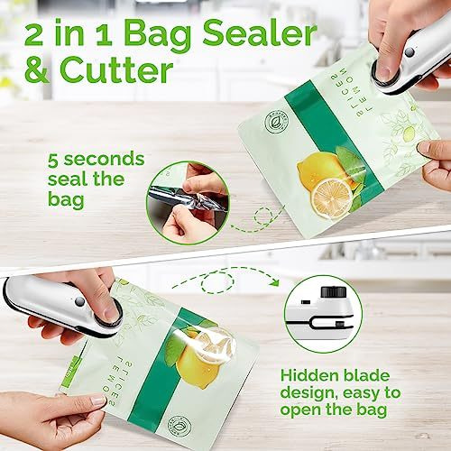 , Bag Sealing Machine Heat Sealer With Cutter Rechargeable