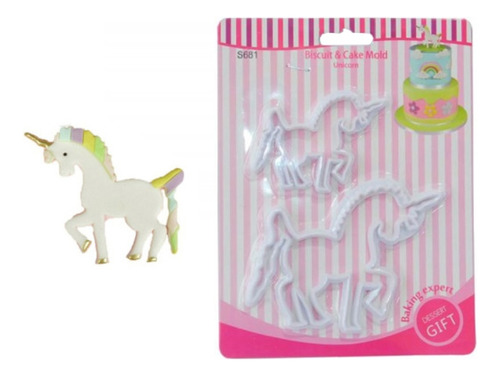 Cortador Unicornio 2pcs Fondant Masa Flexible Repostería 