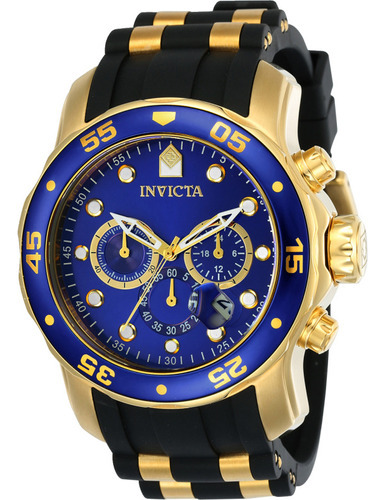 Relógio Invicta Pro Diver 17882 Cronógrafo Cor Da Correia Preto Cor Do Bisel Azul Cor Do Fundo Azul