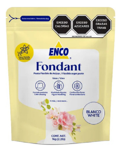 Fondant Blanco Sabor Vainilla Enco 1 Kg Blanco