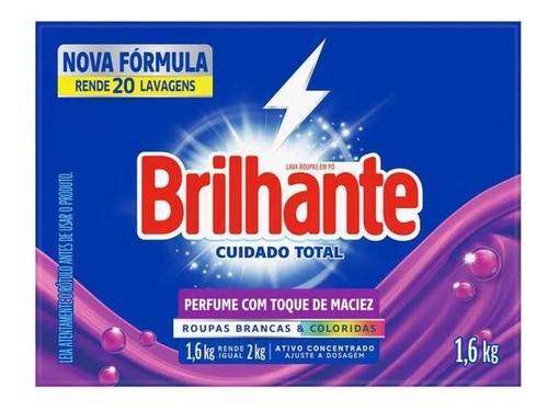 Lava Roupas em Pó Brilhante Caixa 1,6 Kg Cuidado Total Sabão