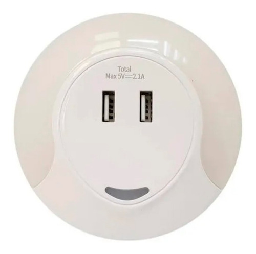 Imagen 1 de 7 de Toma Corriente Philco Blanco Luz De Noche Cálida 2 Usb