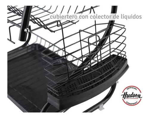Secaplatos Escurridor Acero Hudson 2 Pisos Con Bandeja Negro — Hudson Cocina