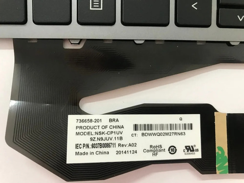 Teclado Hp Elitebook 840 E 850 G1 - 736658-201 Cor Preto