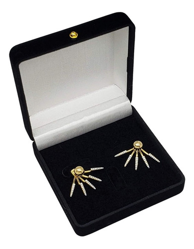 Brincos Spike Cravejados Com Zirconia Banho De Ouro 18k 3761