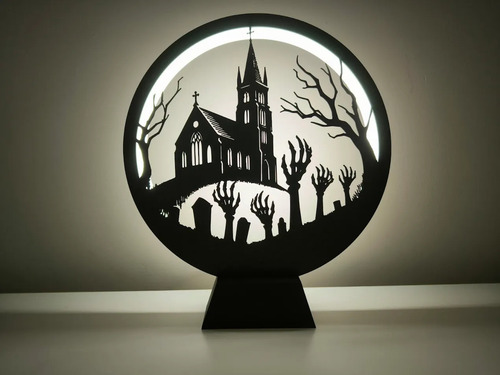 Lámpara De Mesa Decorativa Modelo Halloween Negro Blanco