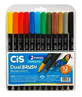 Caneta Dual Brush Pen Aquarelavel Pastel Cis 12 Cores