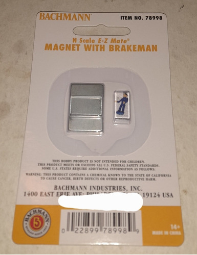 Bachmann Magnet With Brakeman Tren Escala N Iman Con Figura