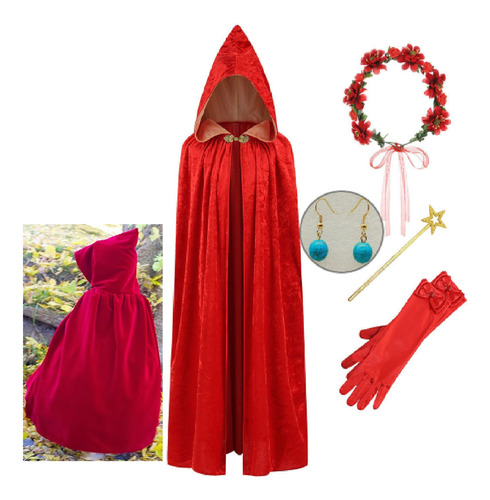 Capa De Capucha Roja Para Niños, Ropa Cosplay Festiva