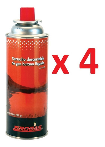 Cartucho X4 Gas Butano 227 Gr Brogas Camping Anafe Calentado