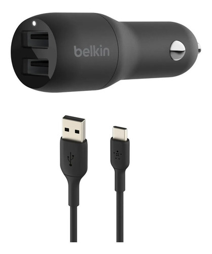 Kit Cargador Doble Belkin 4.8a Auto 12v + Cable Usbc Orig