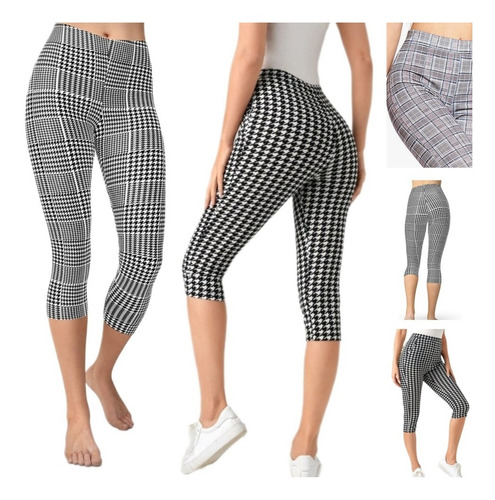Leggins Capri Cuadros Ejecutivo Pantalon Deportivo Malla