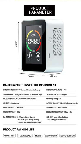 Sensor-detector De Dióxido De Carbono Co2 Importador Directo