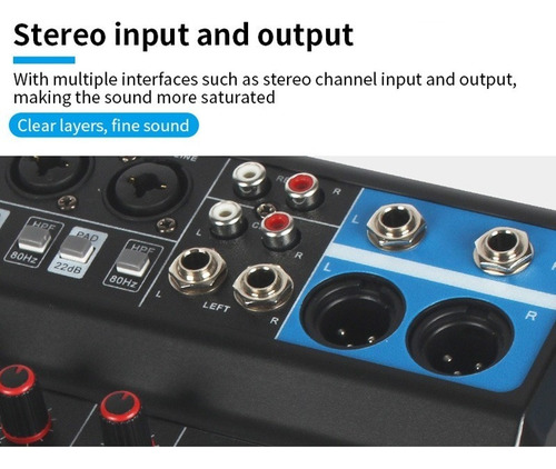 Console De Mixagem De Som Mixer Bluetooth De 5 Canais