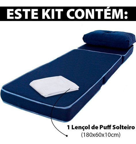 Lençol Avulso Para Puff Multiuso Solteiro 180x60x10cm