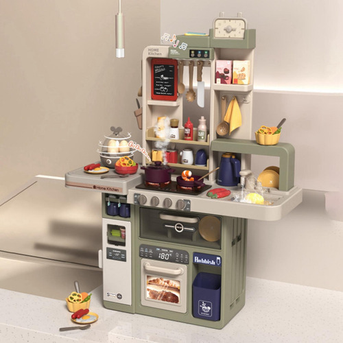 Juego De Cocina, Juguete Para Cocinar Verde Gris 74 Piezas