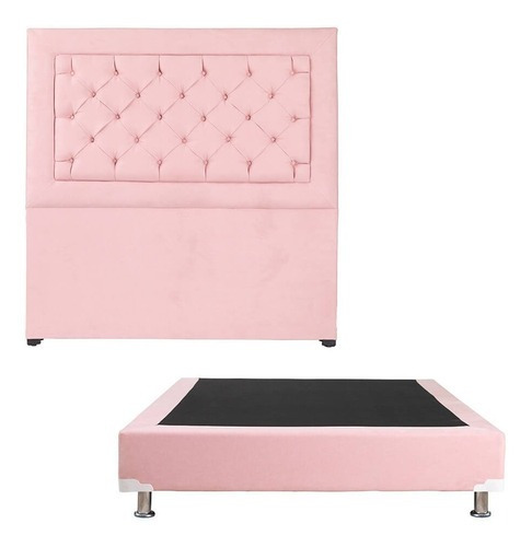 Cabecera Matrimonial Dicasa Mary Rosa + Box Dicasa Pink